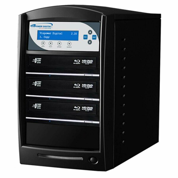 Vinpower Digital SharkBlu HDD to 3 Target BDXL Blu-ray DVD CD Disc Duplicator Tower with 500GB Hard Drive SharkBlu-S3T-XL-BK